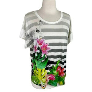 Golbary‎ 3 floral print striped top